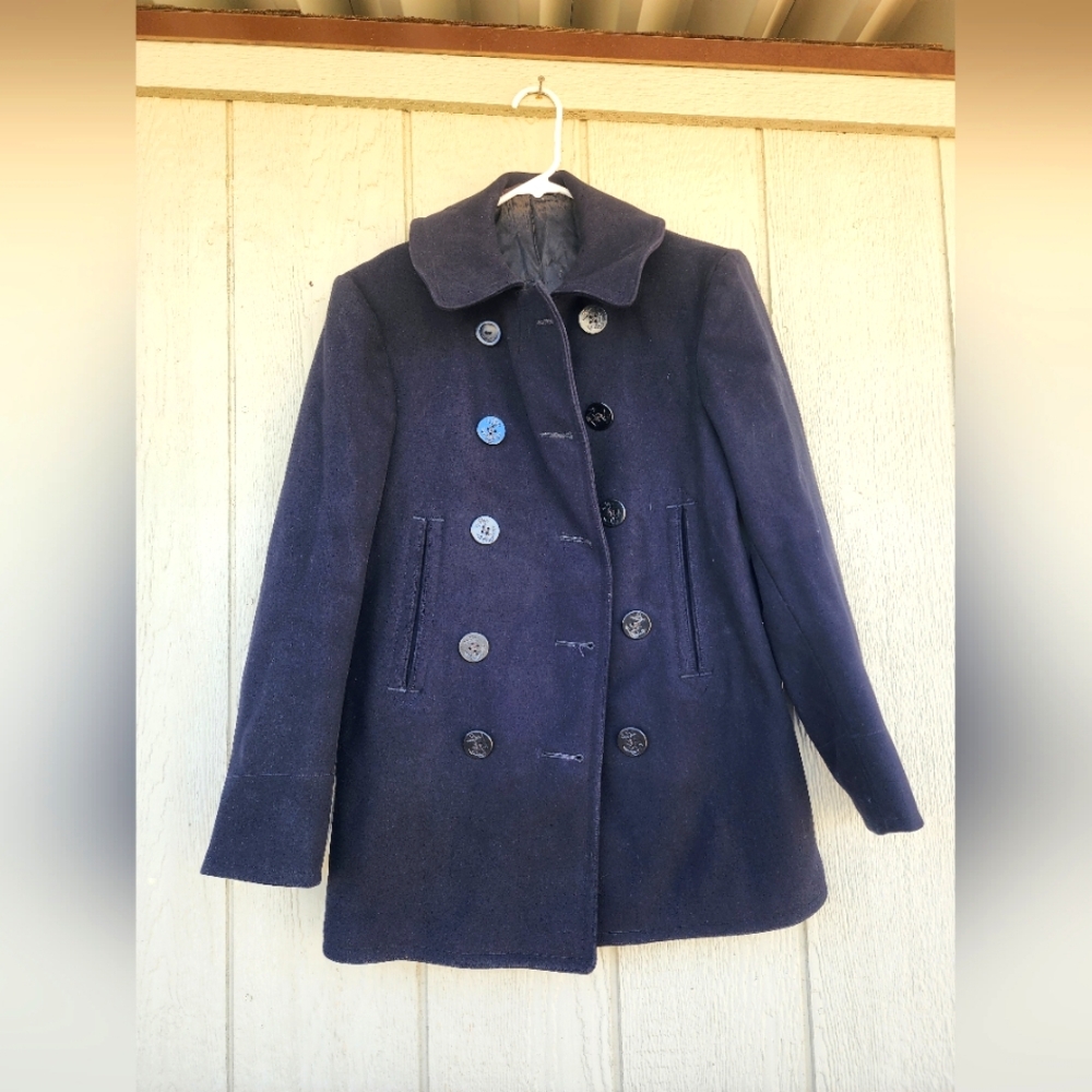 Vintage WWII US NAVY Melton Wool Peacoat small
